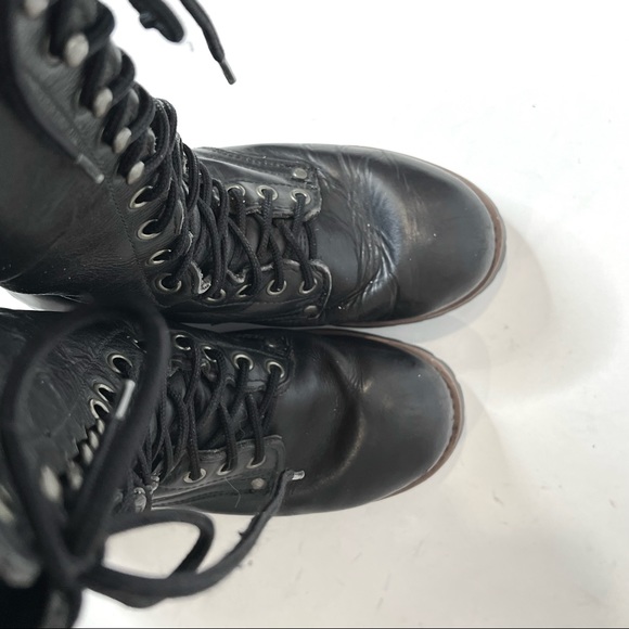 Skechers Tall Boots Genuine Leather Lace Up Platform Moto Combat Biker Size 6 - Picture 9 of 15